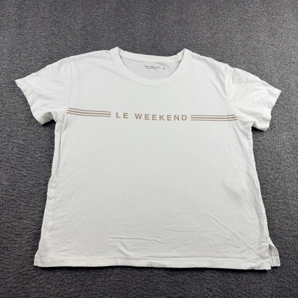 Abercrombie & Fitch Le Weekend Graphic Tee White Small‎ 100% Cotton Short Sleeve
